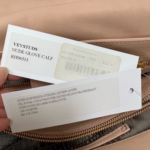 NWT Stuart Weitzman Lamb Leather Studded Bag Shoulder Strap Large - Picture 12 of 13